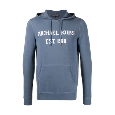 MICHAEL KORS Blue Logo Print Loose Fit Hooded Zip Jacket CF2202I79G424