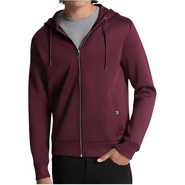 MICHAEL KORS Double-Knit Sateen Zip-Up Hoodie Men’s Black Jacket CH351PUA9Q-0001