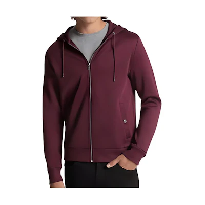 MICHAEL KORS Double-Knit Sateen Zip-Up Hoodie Men’s Black Jacket CH351PUA9Q-0001