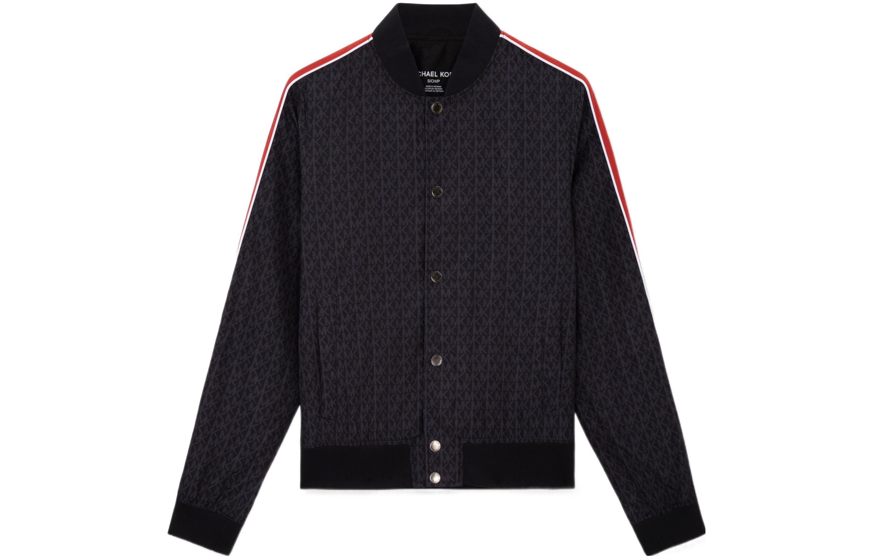 MICHAEL KORS FW22 Black Zip-Front Crewneck Jacket CF98CF17KS001