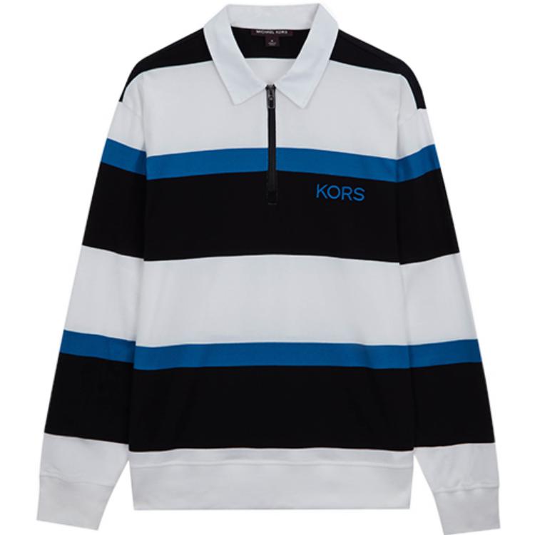 MICHAEL KORS FW22 Cotton Striped Colorblock Sweatshirt White CS250PJ5E2781