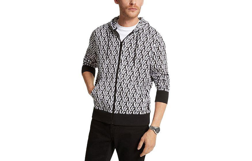 MICHAEL KORS FW23 Navy Blue Crewneck Printed Long Sleeve Sweatshirt CF351SS5MF-401