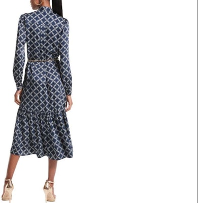 Michael Kors FW23 Vestido Azul Marino Estampado Diamante Manga Larga. MF381QOART-409 Lookbook Michael Kors FW23 Vestido Azul Marino Estampado Diamante Manga Larga. MF381QOART-409