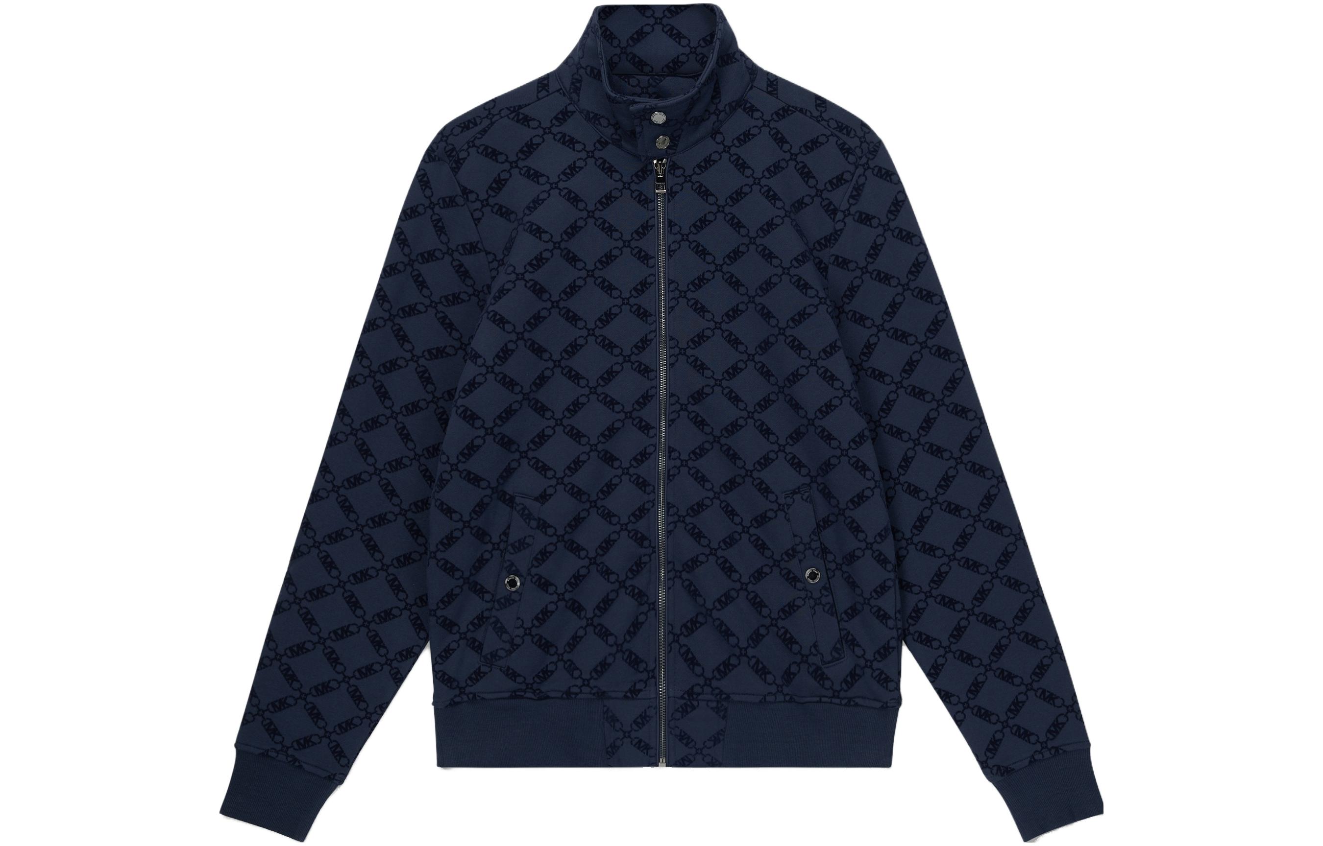 MICHAEL KORS FW23 Patterned Jacquard Full-Zip Jacket Navy CF3608S2LY-401