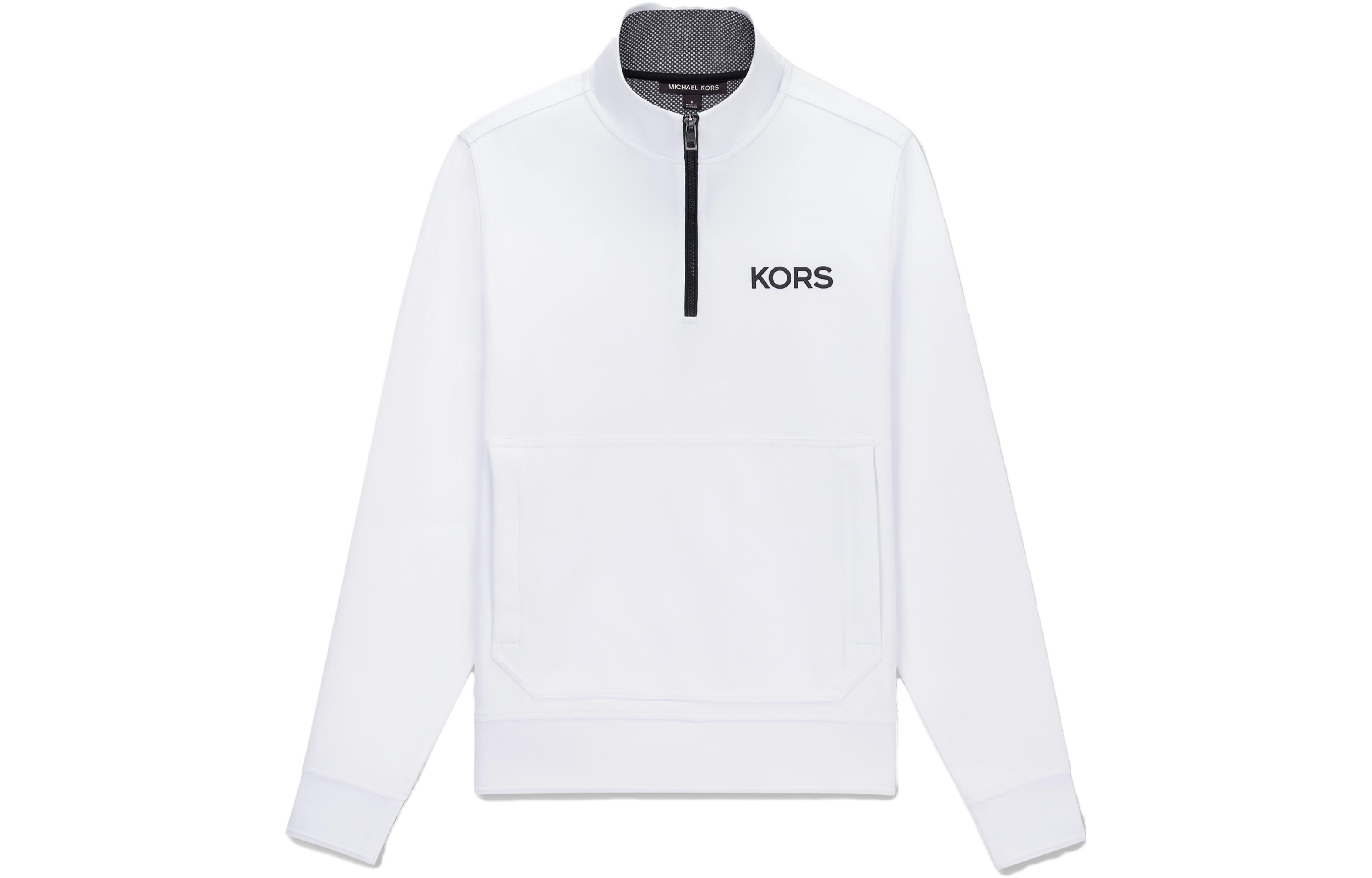 MICHAEL KORS FW23 White Logo Stripe Print Zip-Up Loose Jacket OR150IQ4GE-100