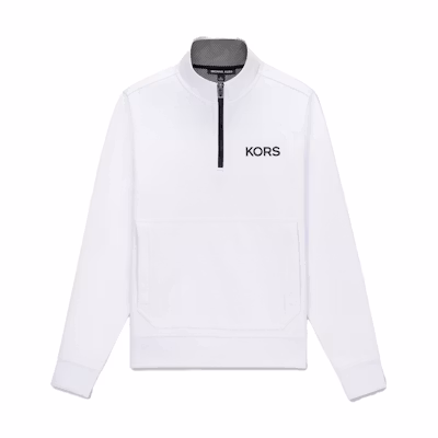 MICHAEL KORS FW23 White Logo Stripe Print Zip-Up Loose Jacket OR150IQ4GE-100