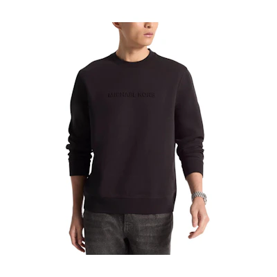 MICHAEL KORS FW24 Black Crewneck Letter Print Long Sleeve Sweatshirt CF4528J5MF-001