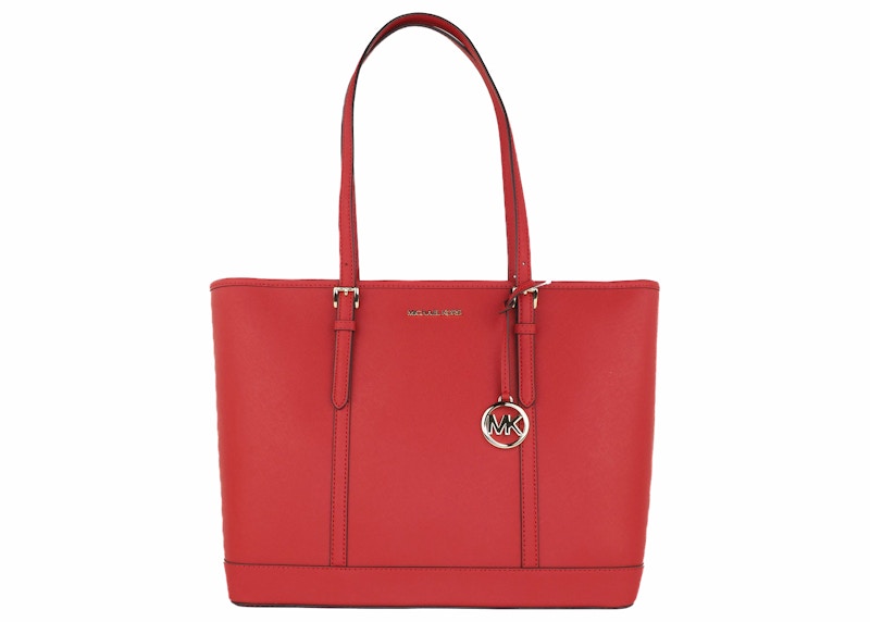 Michael Kors Jet Set Top Zip Tote Bag Large Flame Red