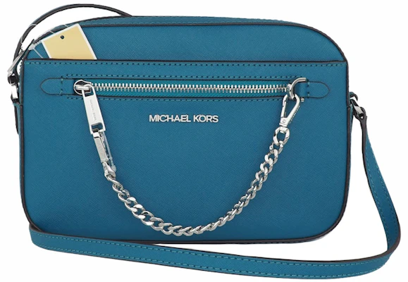 迈克高仕Jet Set大号上拉链手提包-湖蓝色 Buy 迈克高仕Jet Set大号上拉链手提包-湖蓝色