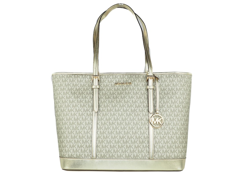 Michael Kors Jet Set Top Zip Tote Bag Large Pale Gold