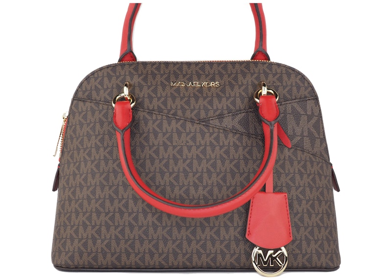 Michael Kors Jet Set Top Zip Tote Bag Medium Brown Signature/Flame