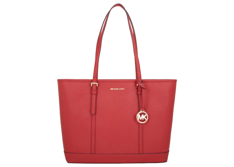 Michael Kors Jet Set Top Zip Tote Bag Medium Flame Red
