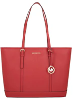 Michael Kors Jet Set Top Zip Tote Bag Medium Flame Red Michael Kors Jet Set Top Zip Tote Bag Medium Flame Red