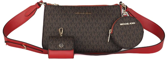 Michael Kors Jet Set Top Zip Tote Bag with Tech Set Small Brown Signature/Flame Michael Kors Jet Set Top Zip Tote Bag with Tech Set Small Brown Signature/Flame