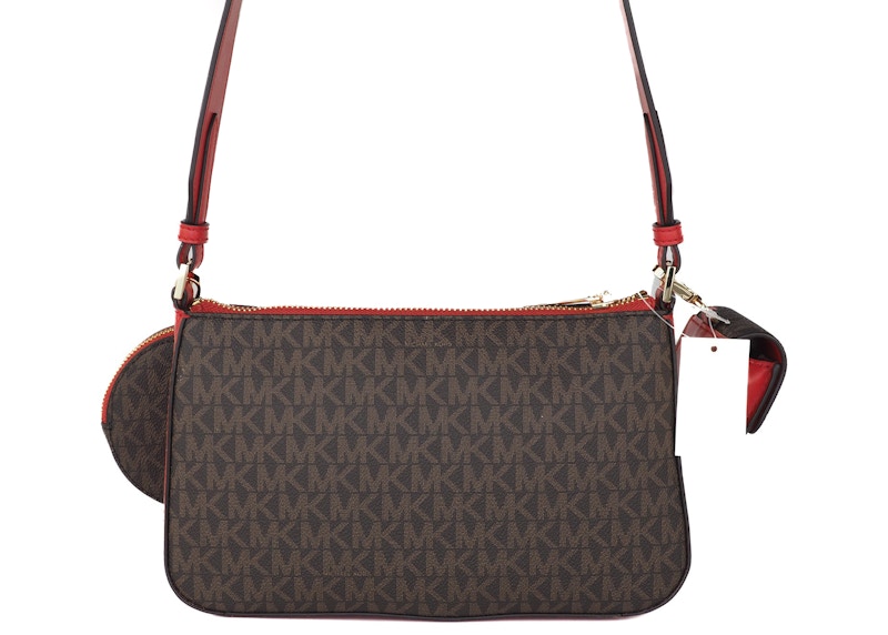 Lookbook 迈克高仕Jet Set小号棕色拼火焰色托特包