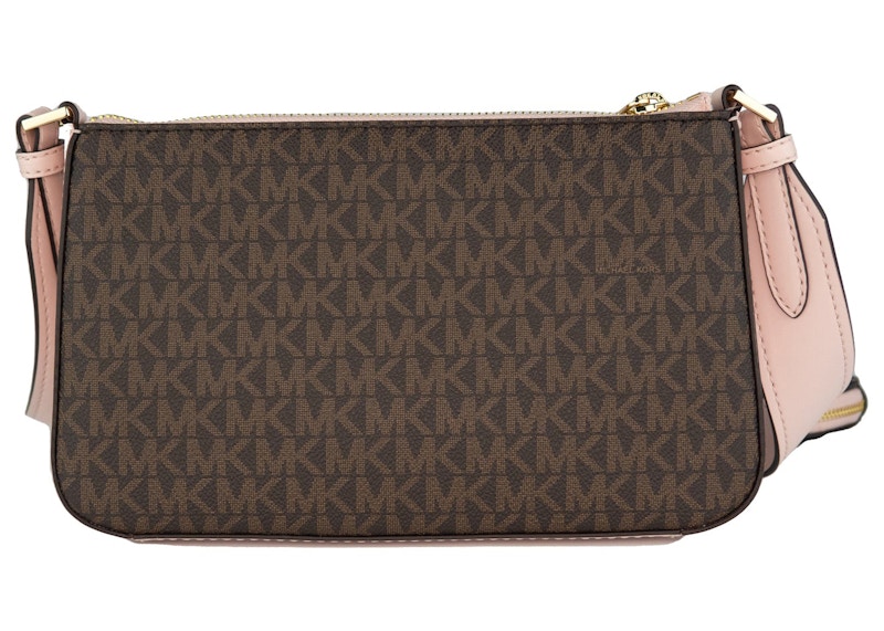 Lookbook 迈克·科尔斯 小号粉色 棕色签名提包 Tech Set Jet Set Top Zip 手提包