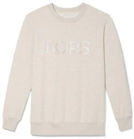 MICHAEL KORS Logo Print Crewneck Sweatshirt Beige Unisex MS1501I23G-273 MICHAEL KORS Logo Print Crewneck Sweatshirt Beige Unisex MS1501I23G-273