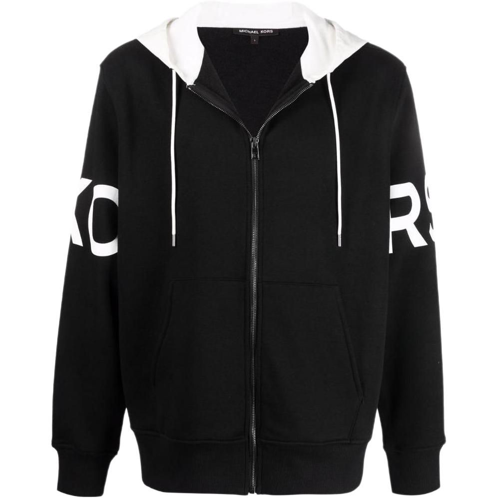 MICHAEL KORS Logo Print Hoodie Black Casual Long Sleeve CR1503YD8L-001