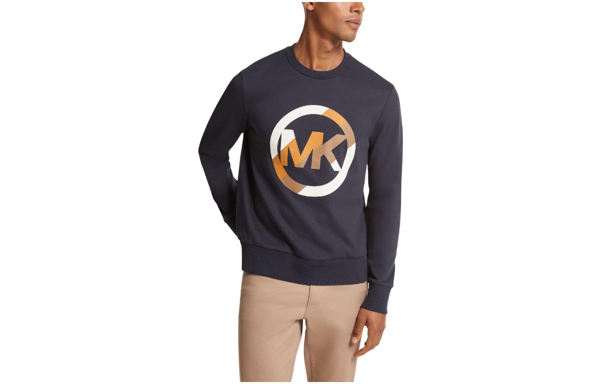 MICHAEL KORS Logo Print Pullover Sweatshirt Blue Casualwear CF150EK4DB511