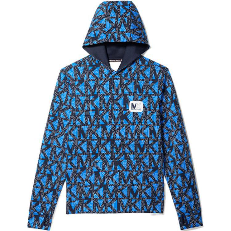 MICHAEL KORS Logo Print Zip Hoodie Blue Mens CU150865MF401