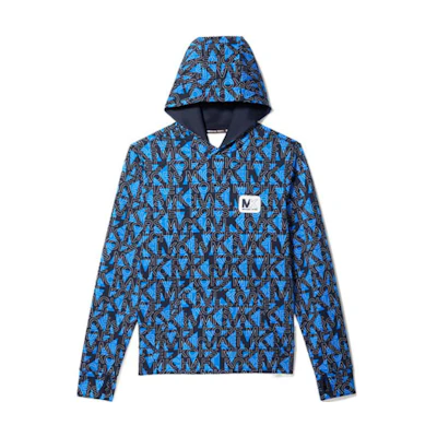 MICHAEL KORS Logo Print Zip Hoodie Blue Mens CU150865MF401