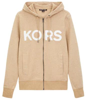 MICHAEL KORS Logo Print Zip-Up Hoodie in Camel OF1506Q5MF-254 MICHAEL KORS Logo Print Zip-Up Hoodie in Camel OF1506Q5MF-254