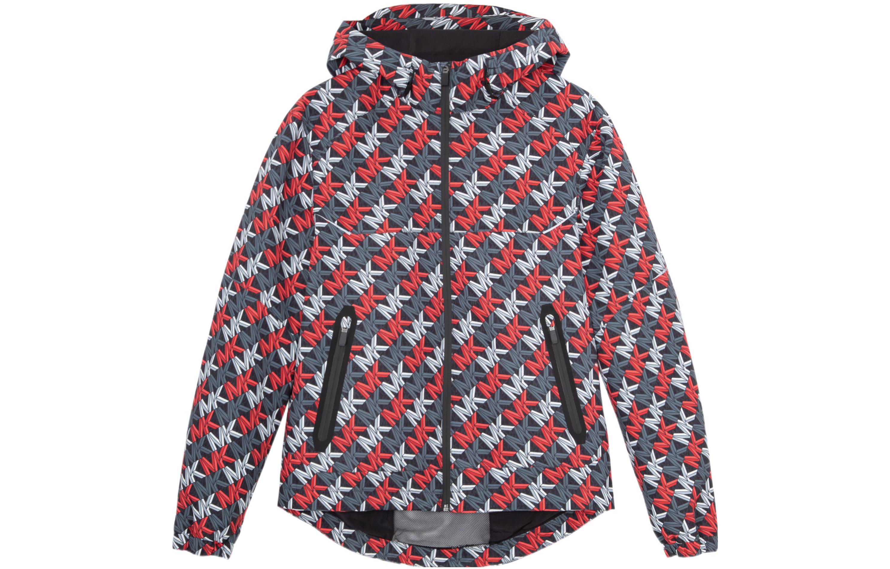 MICHAEL KORS Logo Tape Cotton Blend Zip-Up Hoodie Black Mens Jacket CF351LN1X40001