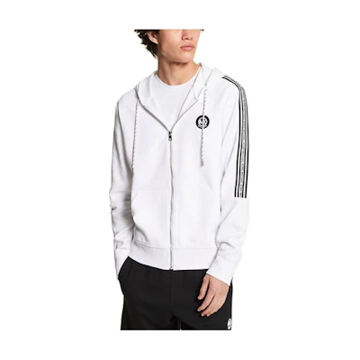 MICHAEL KORS Logo Tape Woven Windbreaker Jacket Black Mens Zip Hoodie CS3205H67F-0001