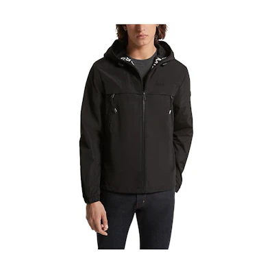 MICHAEL KORS Logo Tape Woven Windbreaker Jacket White Hooded Full-Zip Jacket CS3205H67F-0100