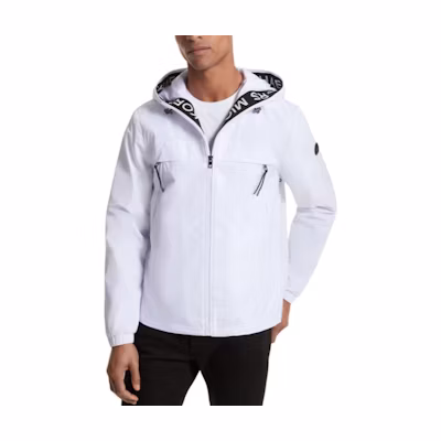 MICHAEL KORS Men’s Blue Loose-Fit Hoodie with Letter Print CS250QI95D514