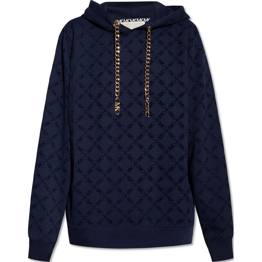 MICHAEL KORS MMK FW23 Metallic Logo Print Hoodie White Menswear MS3510K4MY