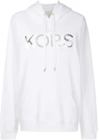 MICHAEL KORS MMK FW23 Metallic Logo Print Hoodie White Menswear MS3510K4MY MICHAEL KORS MMK FW23 Metallic Logo Print Hoodie White Menswear MS3510K4MY