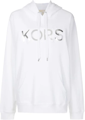 MICHAEL KORS MMK FW23 Metallic Logo Print Hoodie White Menswear MS3510K4MY Buy MICHAEL KORS MMK FW23 Metallic Logo Print Hoodie White Menswear MS3510K4MY