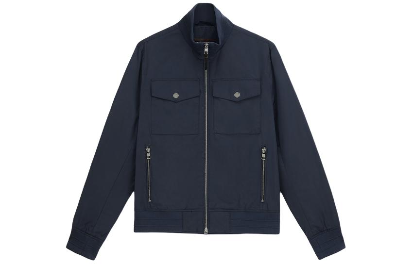 MICHAEL KORS Navy Checkered Zip-Up Casual Jacket Long Sleeve CF32029A9W-401