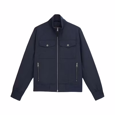 MICHAEL KORS Navy Checkered Zip-Up Casual Jacket Long Sleeve CF32029A9W-401