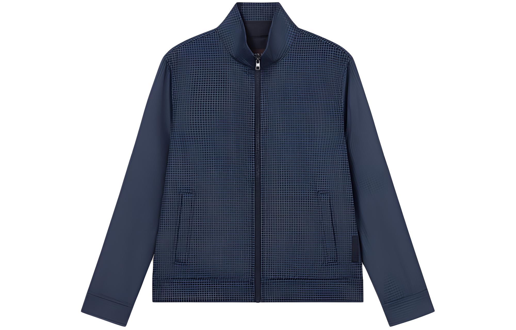 MICHAEL KORS Navy Hoodie with Stripe Trim and Zip Drawstring CS250QD5MF401