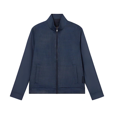 MICHAEL KORS Navy Hoodie with Stripe Trim and Zip Drawstring CS250QD5MF401