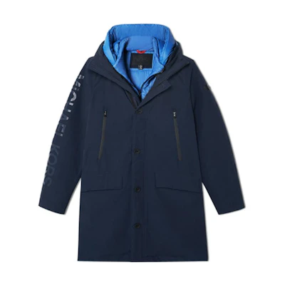MICHAEL KORS Navy Colorblock Hooded Mid-Length Casual Jacket MC6842WL0406