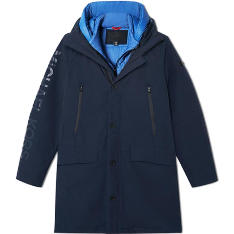 Order 迈克高仕海军蓝拼色连帽中长款休闲夹克 MC6842WL0406