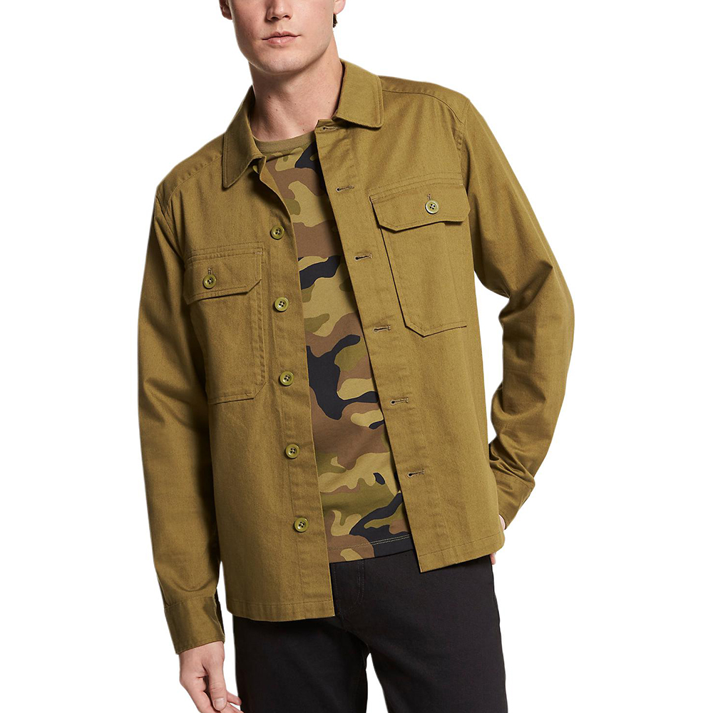 MICHAEL KORS Olive Green Solid Stand Collar Long-Sleeve Jacket OF1201E22H-310