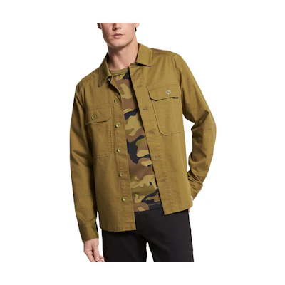 MICHAEL KORS Olive Green Solid Stand Collar Long-Sleeve Jacket OF1201E22H-310