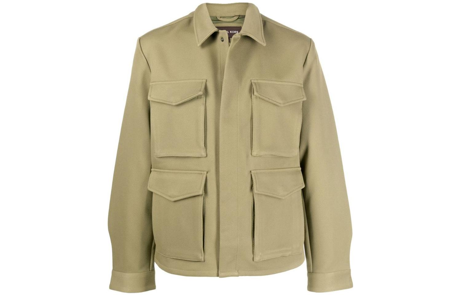 MICHAEL KORS Olive Striped Colorblock Casual Hoodie CS2603N320-391