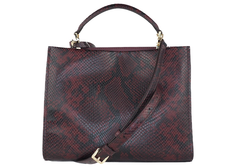 Lookbook Michael Kors Penelope Beg Tangkai Atas Medium Cetakan Ular Merlot