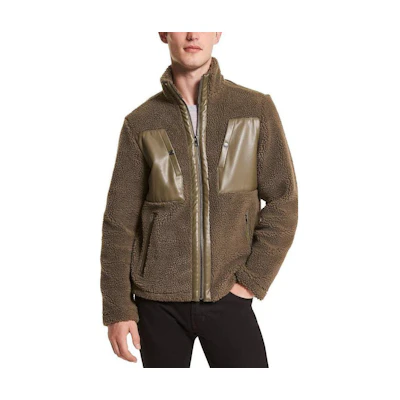 MICHAEL KORS Sherpa-Trim Denim Parka Indigo Hooded Jacket CF2202M81A-0402