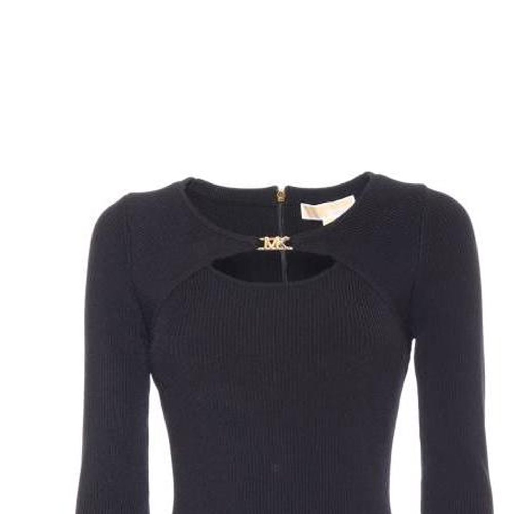 Details for マイケルコース スリムフィット 長袖 ブラック クルーネック ミニドレス MF381QU33D-001