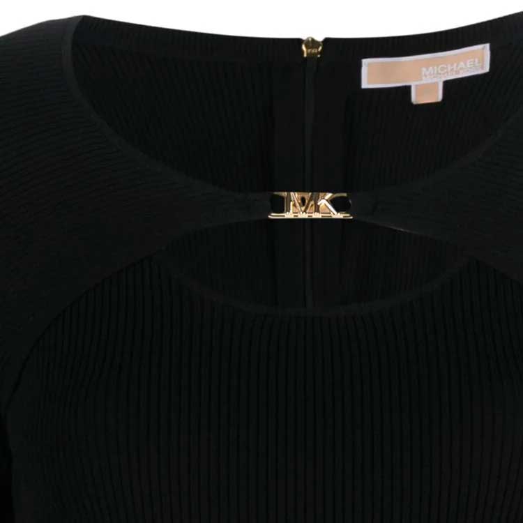 Sizing マイケルコース スリムフィット 長袖 ブラック クルーネック ミニドレス MF381QU33D-001