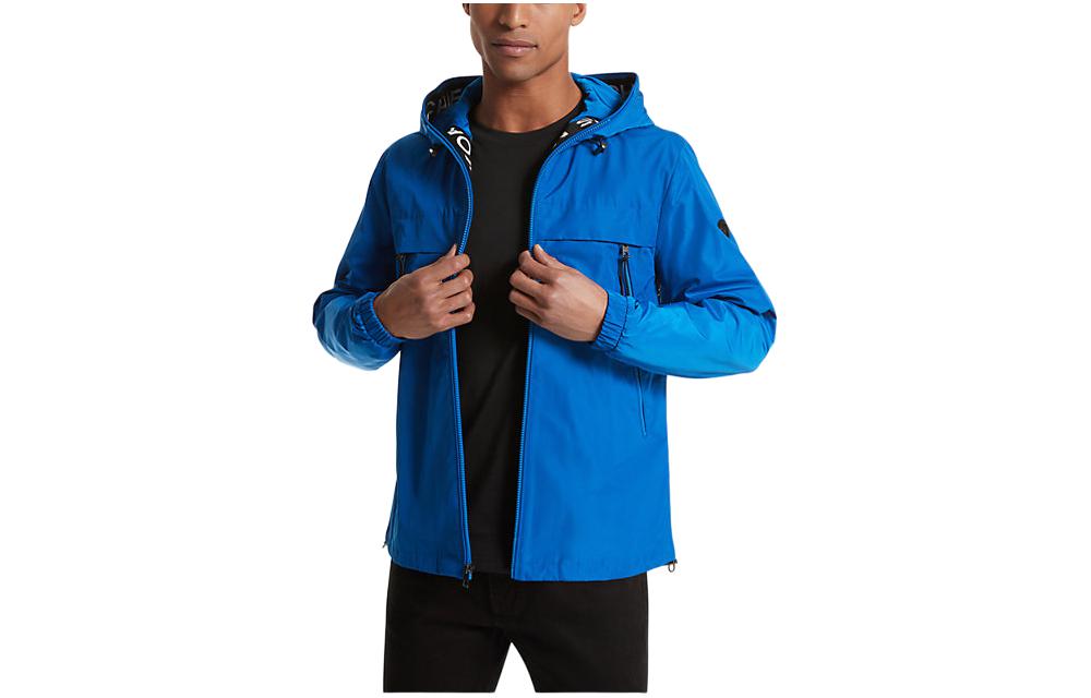 MICHAEL KORS Solid Blue Zip-Up Jacket for Men MC21654-0436