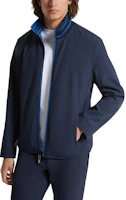 MICHAEL KORS Solid Blue Zip-Up Jacket for Men MC21654-0436 MICHAEL KORS Solid Blue Zip-Up Jacket for Men MC21654-0436