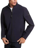 MICHAEL KORS Solid Navy Woven Golf Jacket - Zip-Up Long Sleeve Outerwear MFP29451-0410 MICHAEL KORS Solid Navy Woven Golf Jacket - Zip-Up Long Sleeve Outerwear MFP29451-0410