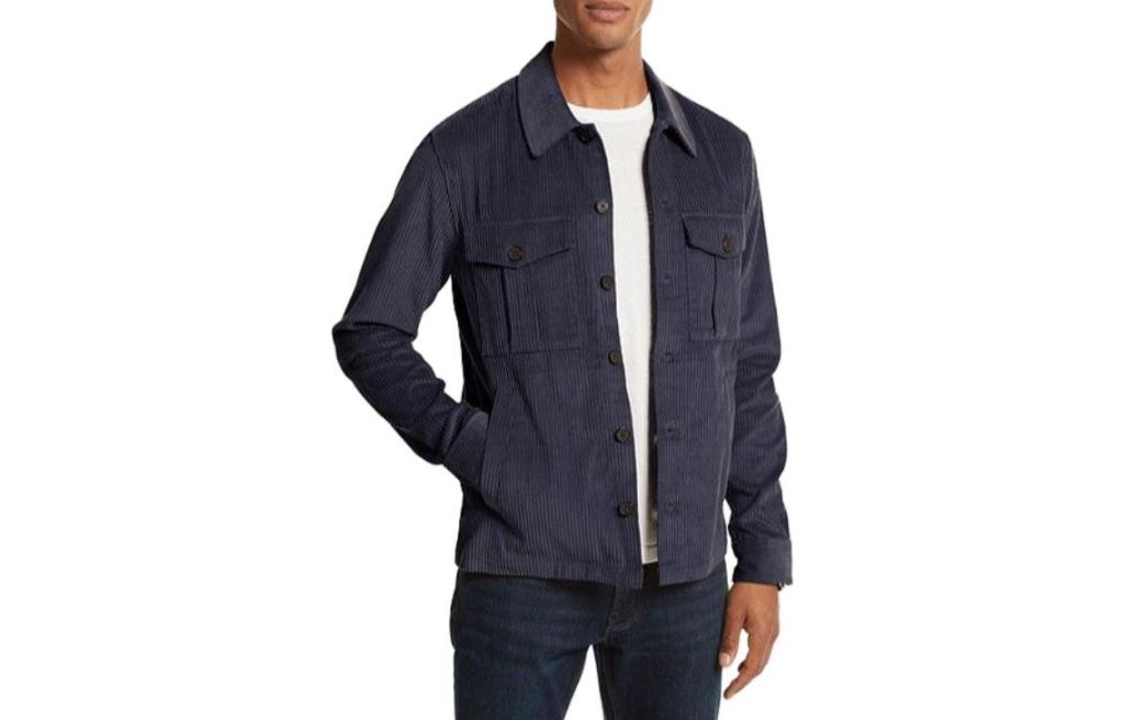 MICHAEL KORS Solid Suede Zip-Up Hoodie Jacket - Dark Blue CS180011HA-0436